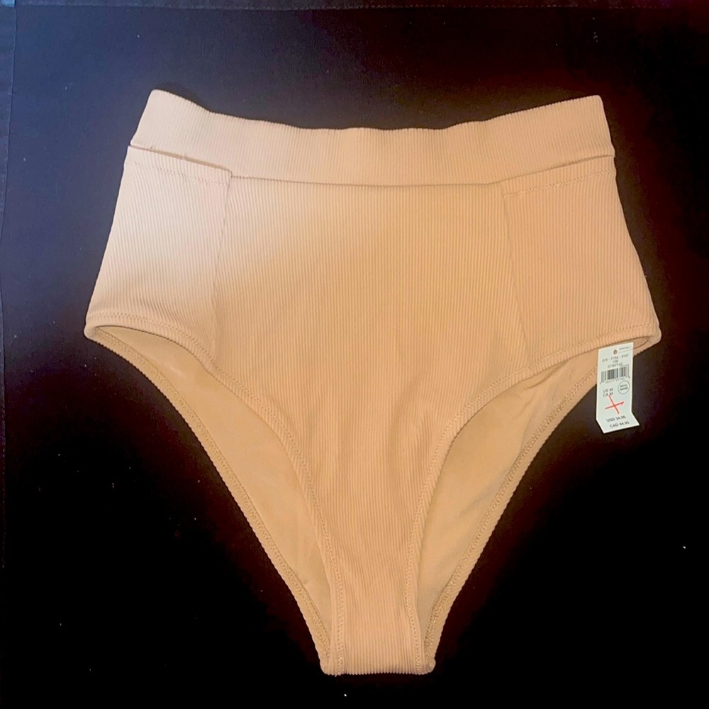 🆕Aerie High-Waisted Cheeky Tan Ribbed Bikini Bottoms. 👀 😎You at the  🏖️